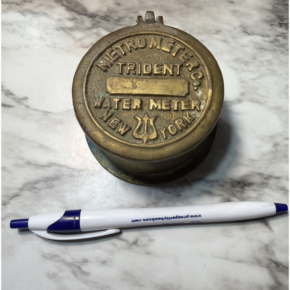 COOLEST EVER TRINKET BOX WATER METER  SOLID BRASS 3"D‎ x 1.5"T (2751)